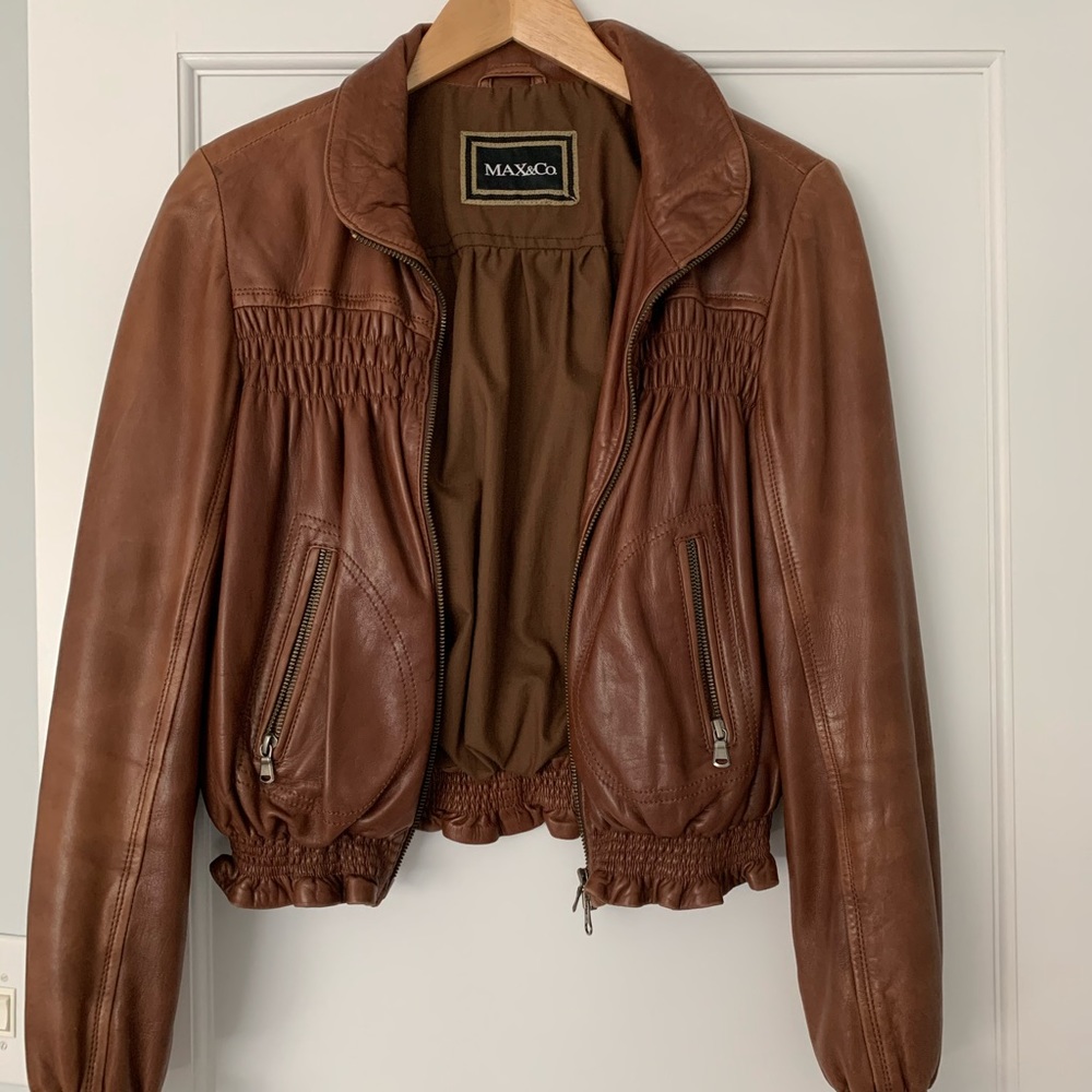 Max& Co. cropped leather jacket size 38 ( US 2-4)